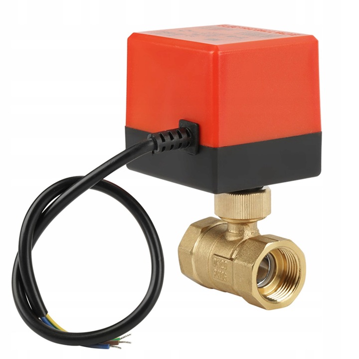 Bronz golyós szelep, 3/4", DC12V, DN20, 90 fok, többszínű