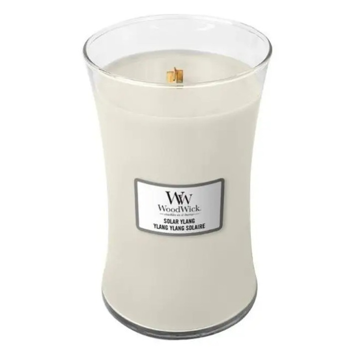 Ароматна свещ WoodWick Solar Ylang, 275гр, 11x9x9см, стъкло с дървен капак