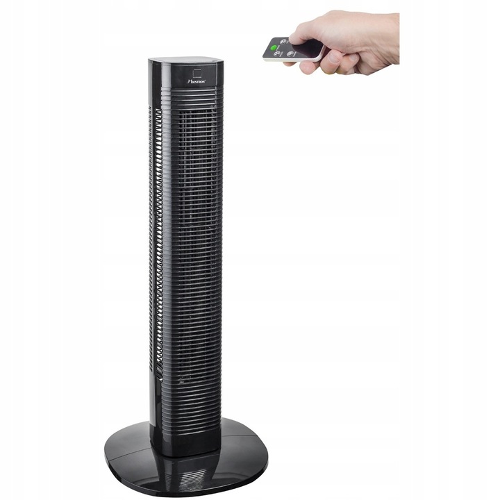 Ventilator coloana Bestron cu pilot si timer, 3 viteze, 50W, negru, 80cm