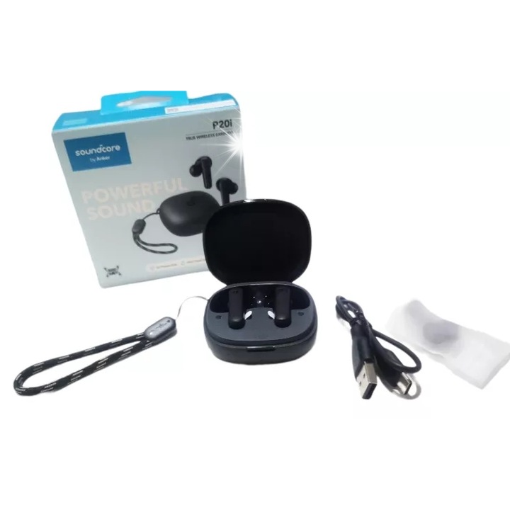 Vezeték nélküli fülhallgató Soundcore Life P2i, 28 óra üzemidő, Bluetooth 5.2, fekete, 6x4.9x2.8cm