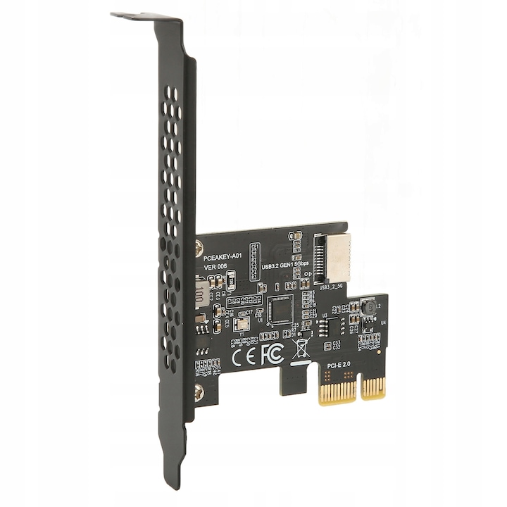 Адаптер PCIe X1 към USB3.2 Gen1 Type E, 5 Gb/s, черен