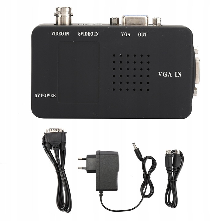 Видео конвертор BNC към VGA, 800x600-1920x1200, 60Hz-75Hz, черен