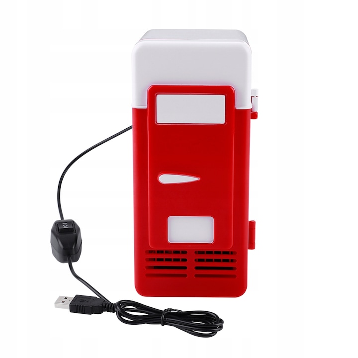 Mini frigider portabil USB, rosu, 19,4x9x9cm