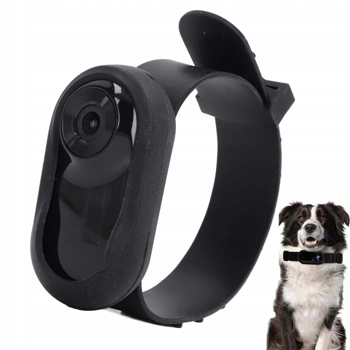 Zgarda cu camera pentru animale de companie, Full HD 1920x1080P, unghi larg 120°, compacta