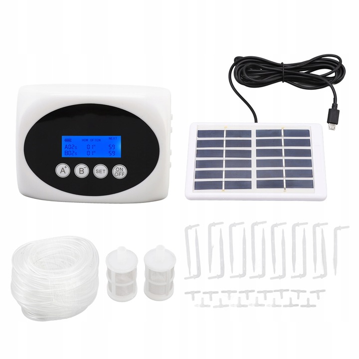 Sistem automat de irigare solara 10m, 3W, cu ecran mare, accesorii incluse