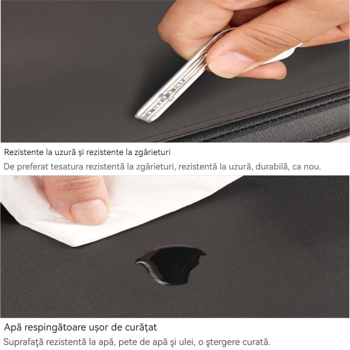 Geantă Laptop, cu suport pliabil, impermeabil, Piele PU, Negru, 41.5x29x3cm, pentru laptop 15,6 inch