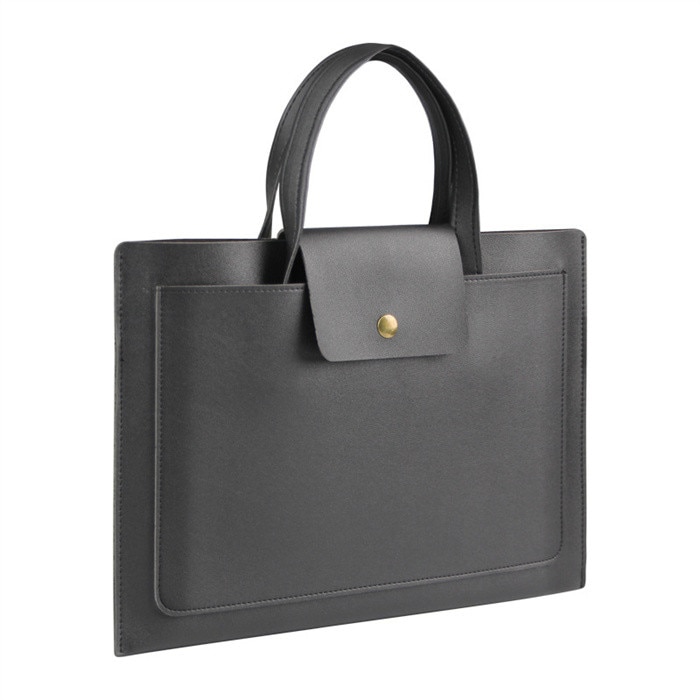 Geantă Laptop, cu suport pliabil, impermeabil, Piele PU, Negru, 41.5x29x3cm, pentru laptop 15,6 inch