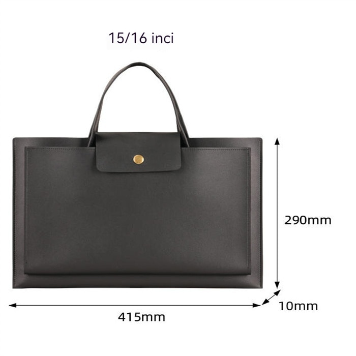 Geantă Laptop, cu suport pliabil, impermeabil, Piele PU, Negru, 41.5x29x3cm, pentru laptop 15,6 inch