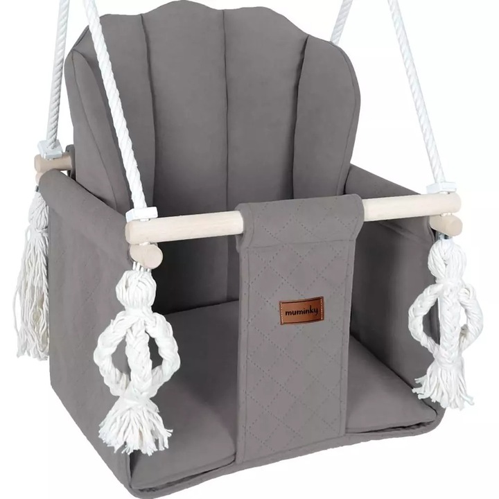 Детска люлка Muszelka Muminky, 33x33x27см, кадифен материал, бежов цвят, комплект с възглавници