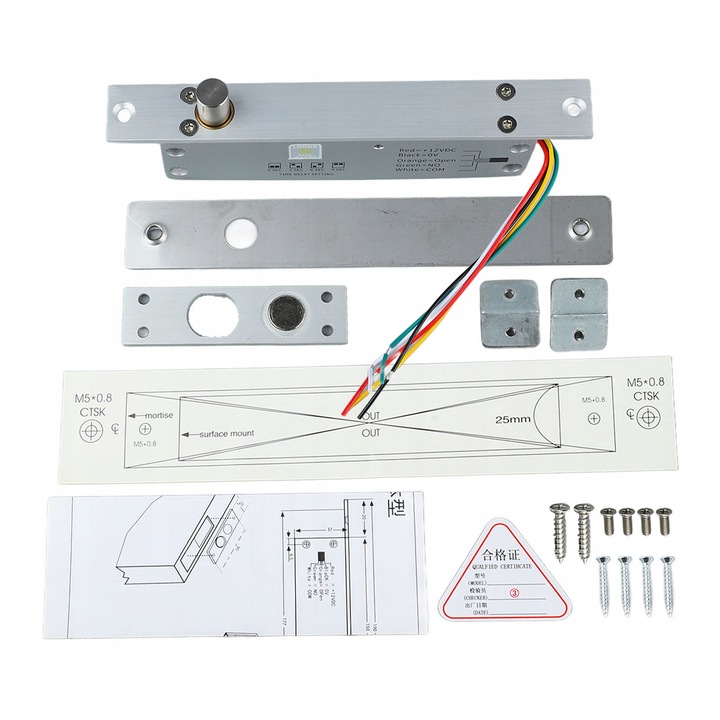 Zavor electric DC12V, 5 linii, din aliaj de aluminiu, cu intarziere reglabila, 12,8mm x 15mm