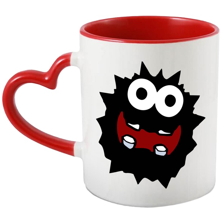 Cana Cu Mario – Inima Vesela – Prietenie, Aventura si Magie, Ceramica, 330ML, Cu Maner Inima Rosie si Interior Rosu