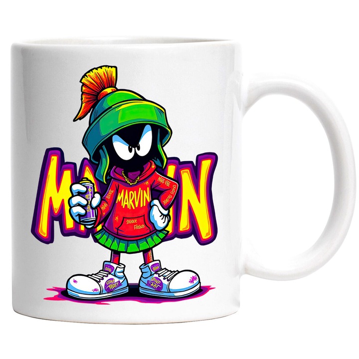 Cana Cu Marvin – Stele si Scantei – Emotie, Aventura si Prietenie, Ceramica, 330ML, Cu Maner si Interior Alb