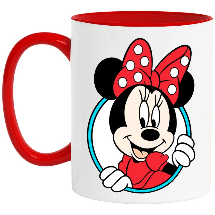 Cana Cu Mickey si Minnie – Dansul Stelelor – Aventura, Disney si Curaj, Ceramica, 330ML, Cu Maner si Interior Rosu