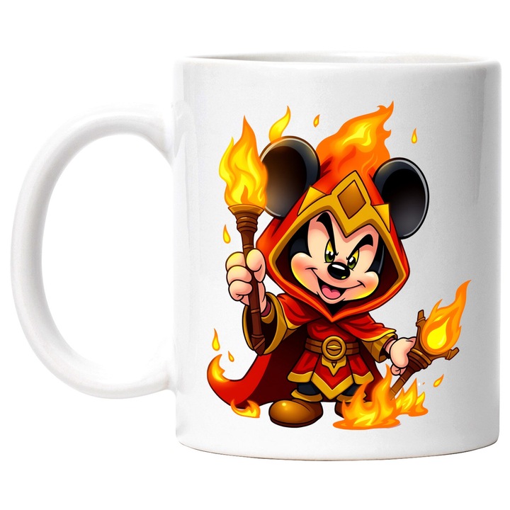 Cana Cu Mickey si Minnie – Micul Univers Roz – Stele, Praf Magic si Vise, Ceramica, 330ML, Cu Maner si Interior Alb