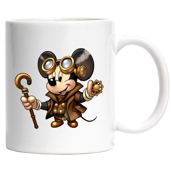 Cana Cu Mickey si Minnie – Orasul De Praf Magic – Lumini, Aventuri si Chicote, Ceramica, 330ML, Cu Maner si Interior Alb