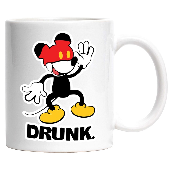 Cana Cu Mickey si Minnie – Praf De Stele Roz – Dorinte, Joaca si Vise, Ceramica, 330ML, Cu Maner si Interior Alb