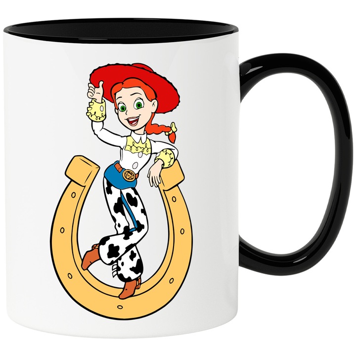 Cana Cu Toy Story – Stele Dansatoare Curajoase Pixel Vesel – Prietenie, Aventura si Distractie, Ceramica, 330ML, Cu Maner si Interior Negru