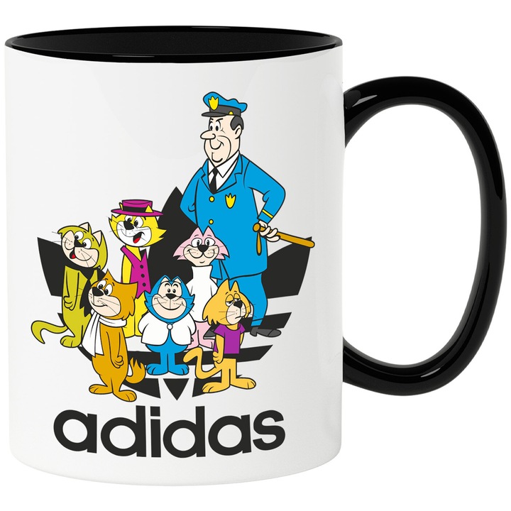 Cana Cu Top Cat – Aventuri Curajoase Pe Strazile Orasului – Prietenie, Emotie si Distractie, Ceramica, 330ML, Cu Maner si Interior Negru