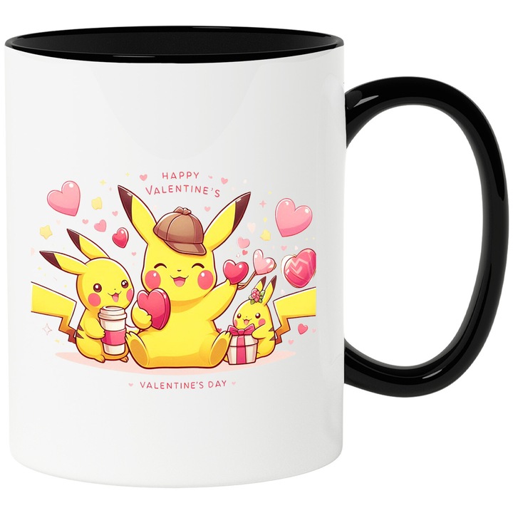 Cana Cu Valentinesday – Inima Aventurii Vesela In Lumea Romantica – Aventura, Copii si Distractie, Ceramica, 330ML, Cu Maner si Interior Negru