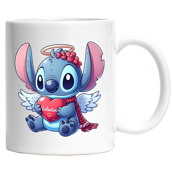 Cana Cu Valentine’s Day Cadouri si Surprize Zambete si Dragoste Veselie, Ceramica, 330ML, Cu Maner si Interior Alb