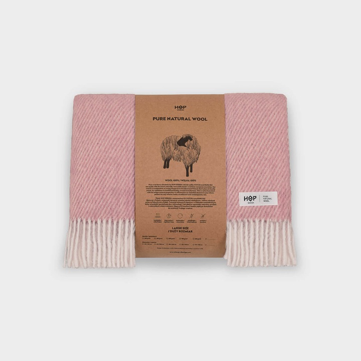 Patura din lana HOP Design, 155x205cm, ecologica, moale, multicolor