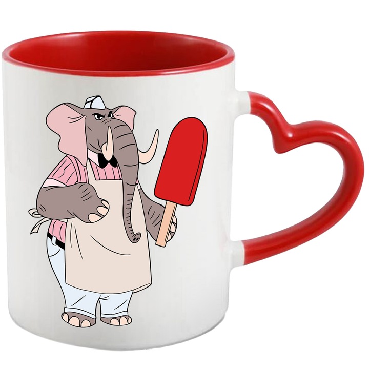 Cana Cu Zootopia – Inima Aventurii Pixelata Vesela – Prietenie, Emotie si Curaj, Ceramica, 330ML, Cu Maner Inima Rosie si Interior Rosu