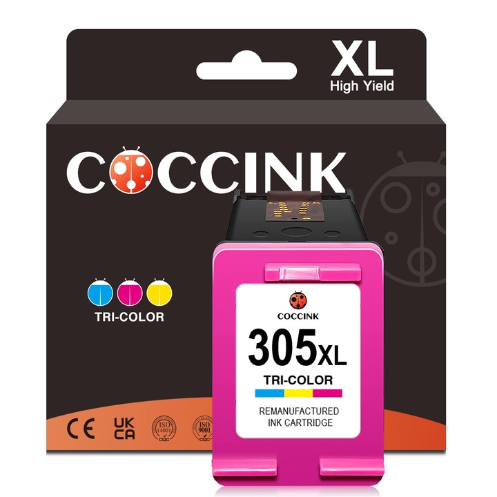 Coccink 305 XL patronok HP 305 nyomtatóhoz, patronok HP Deskjet 2820E nyomtatóhoz, patronok Deskjet 2700E 2720E 2820E 4120E nyomtatóhoz, patronok HP Deskjet 4220E nyomtatóhoz (1 szín) HP 305XL patronokhoz
