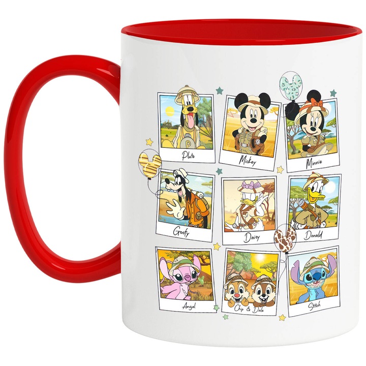 Cana Cu Mickey si Minnie – Coltul de Magie – Praf de stele si bucurie, Ceramica, 330ML, Cu Maner si Interior Rosu