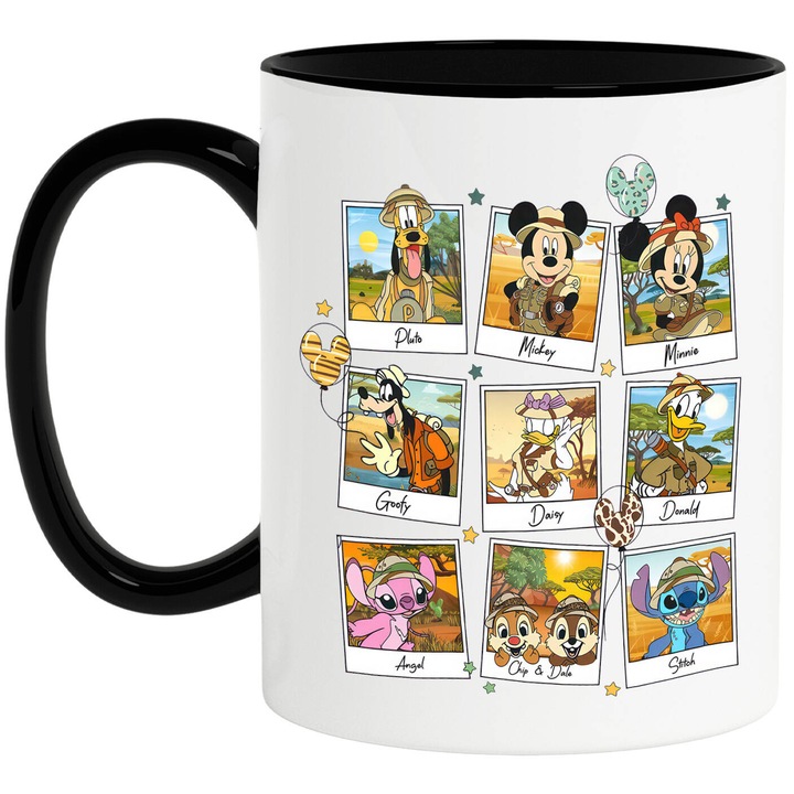 Cana Cu Mickey si Minnie – Coltul de Magie – Praf de stele si bucurie, Ceramica, 330ML, Cu Maner si Interior Negru