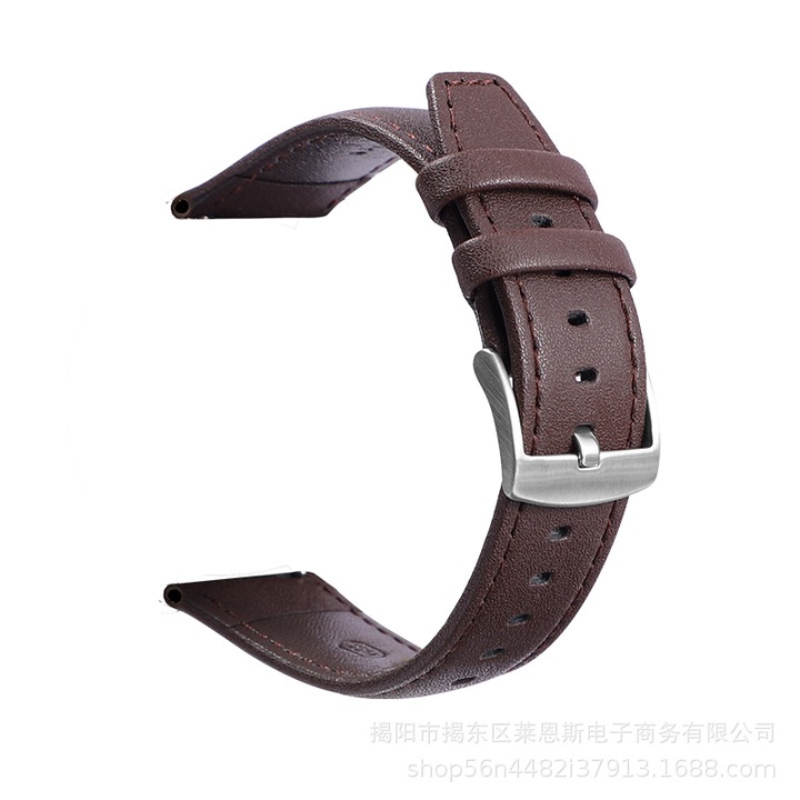 Каишка за часовник, двуслойна, сребърна катарама, 22mm, черна, за смарт часовник