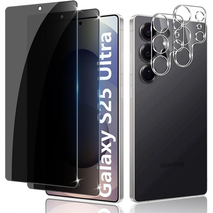 Комплект 2+2 Защитни Фолиа за Екран и Камера за Samsung Galaxy S25 Ultra, Закалено Стъкло, Прозрачно, Против Надраскване, 0.33мм