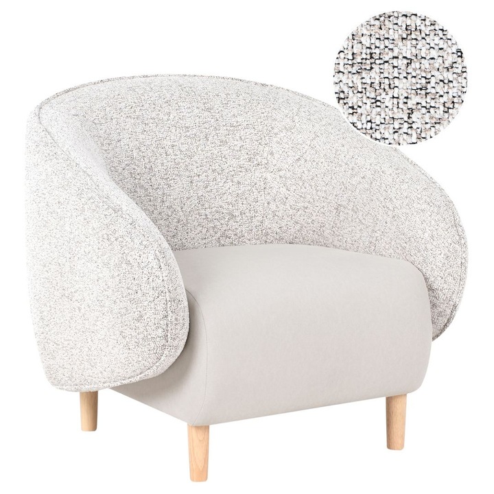 Fotoliu Beliani, Umea, Bej deschis, Tapiterie de inalta calitate, Picioare din lemn de plop, 86x85x79cm