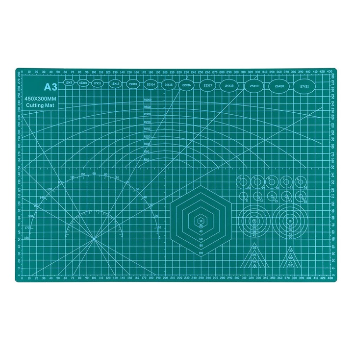 Covoras de taiat A3 30x45cm Aliga, dubla fata, cu masura in centimetri