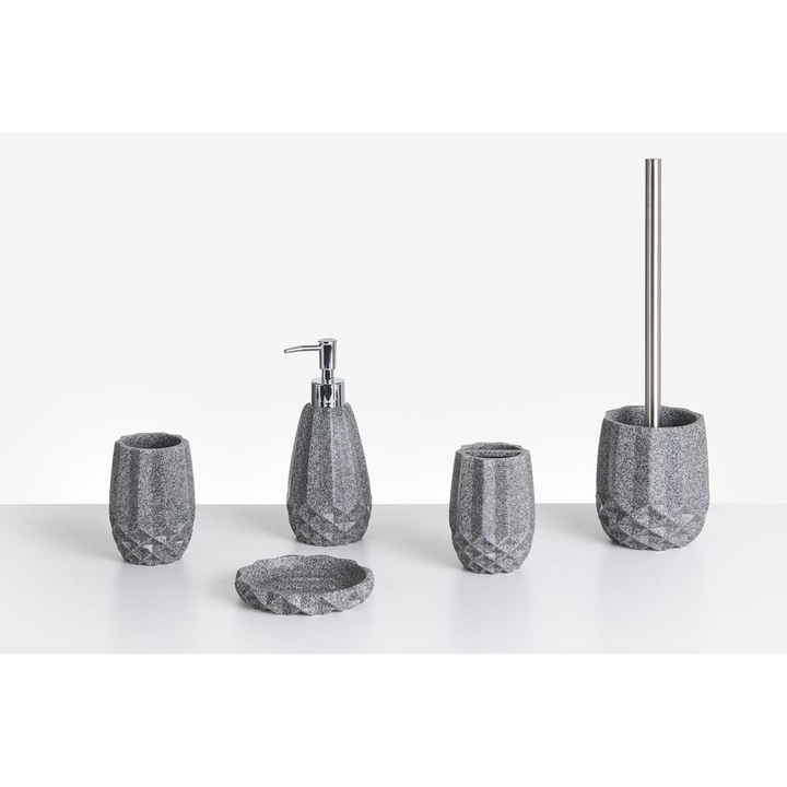 Set 5 Accesorii pentru baie, Beliani, Samiria, 5 piese, gri