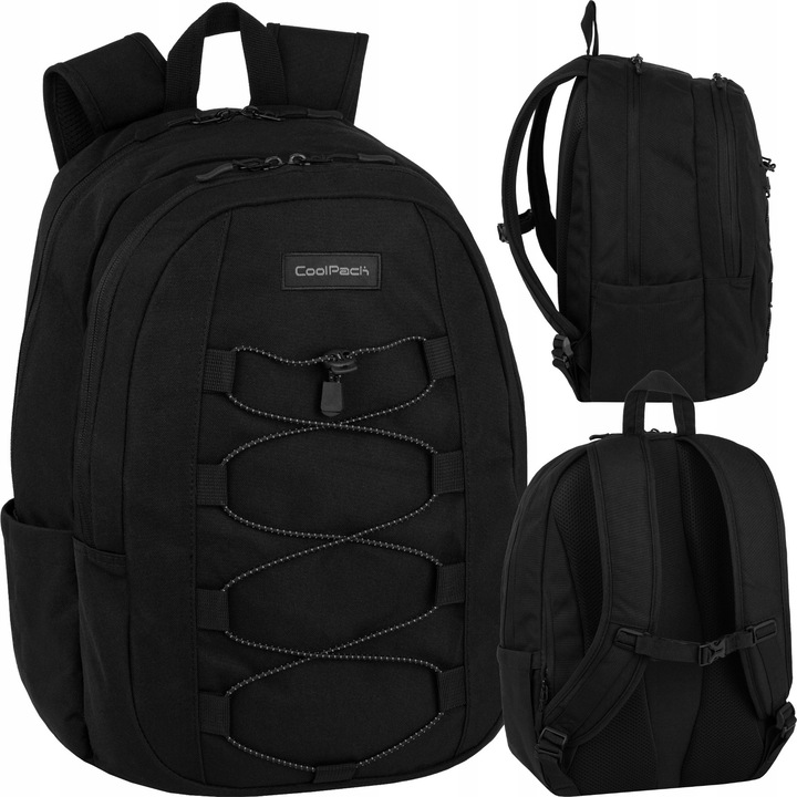 Iskolatáska, 2 rekeszes, fekete, 44x30x14cm