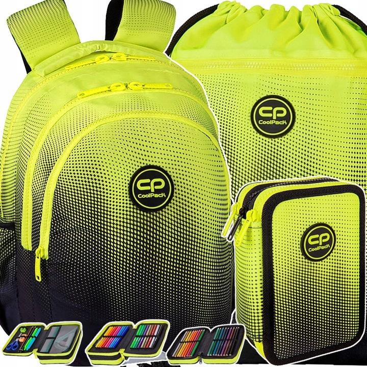 Set Ghiozdan, Saculet si Penar CoolPack Gradient Lemon - Clasa 1-3