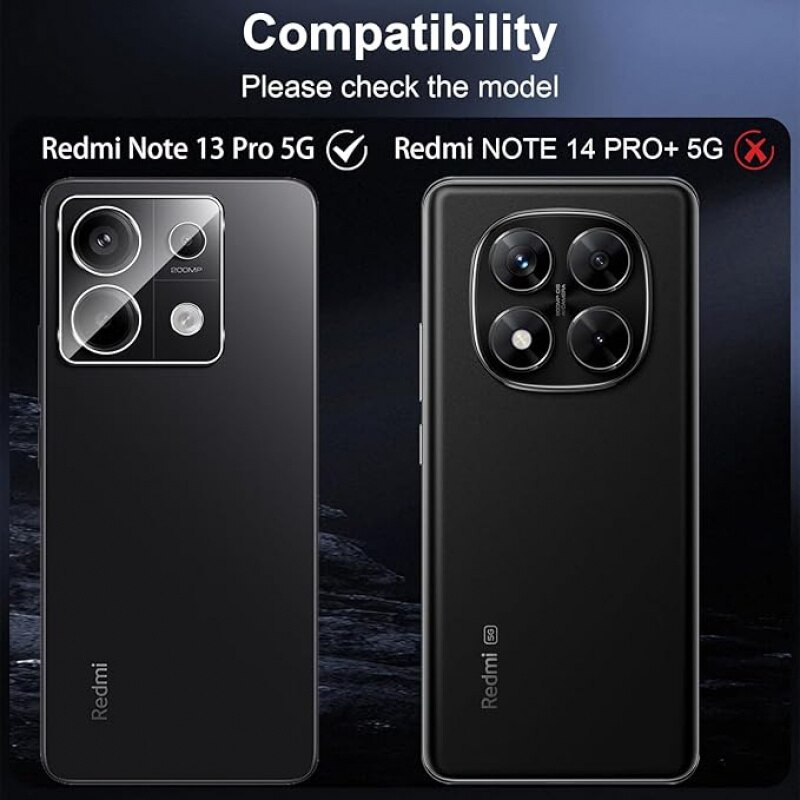 Protector lentila camera, 2 piese, sticla securizata, anti-zgarieturi, transparent, pentru Redmi Note 13 Pro 5G