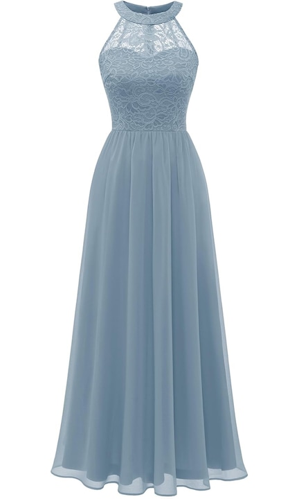 Rochie eleganta de seara, din sifon, gri albastrui, model 5, marime XS, Wedtrend