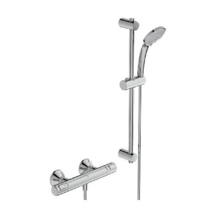 Set de dus Ideal Standard T25, termostat, 3 tipuri de jet, crom, 1250mm, 600mm