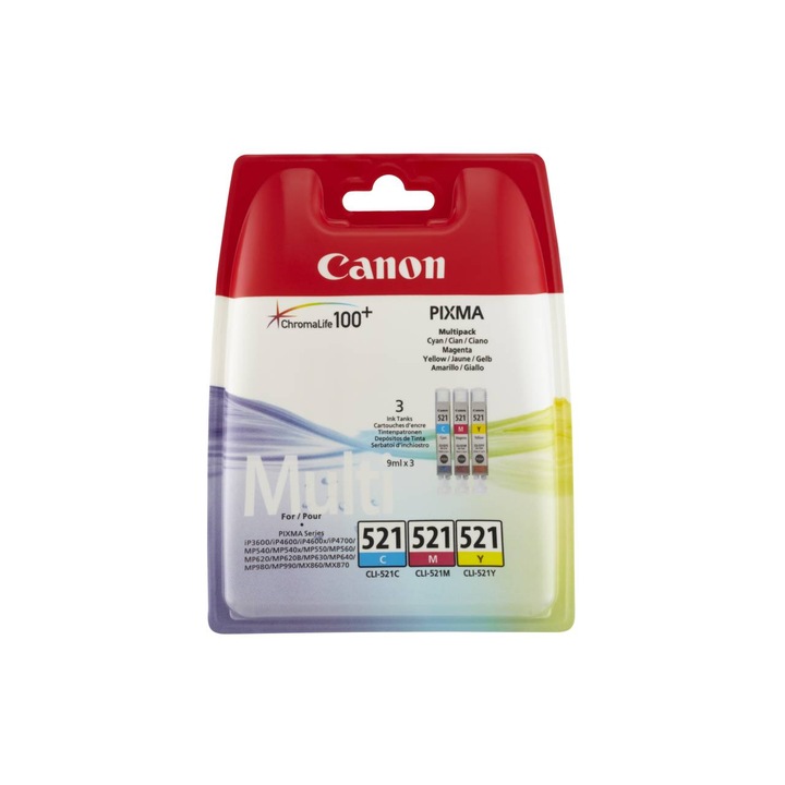 Cartus Canon CLI-521 Cyan, Magenta, Galben