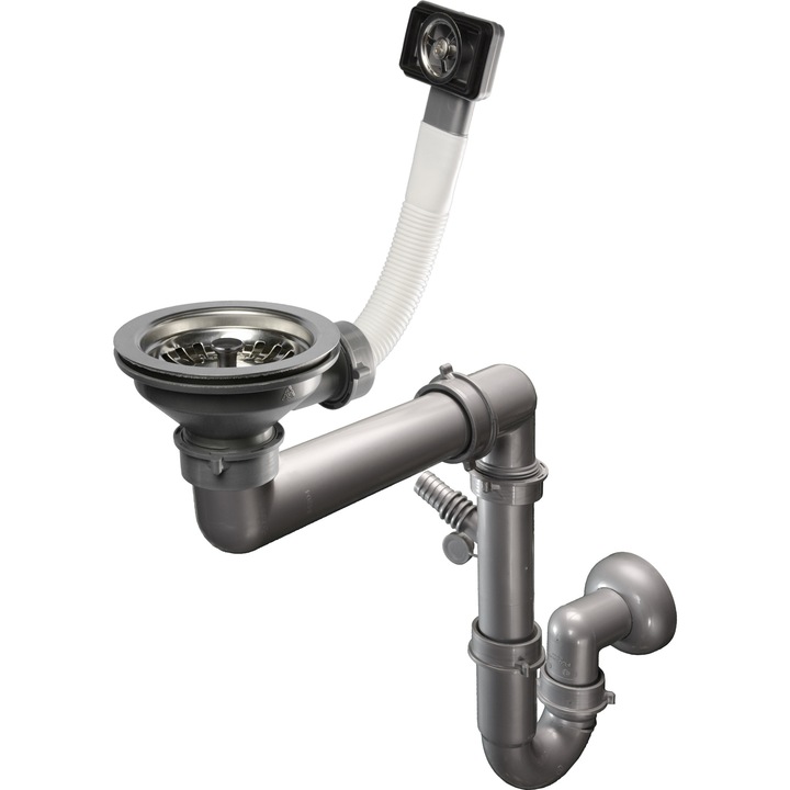 Сифон за мивка UN, 1 камера, с преливник, 3,5", 1 1" x 40мм