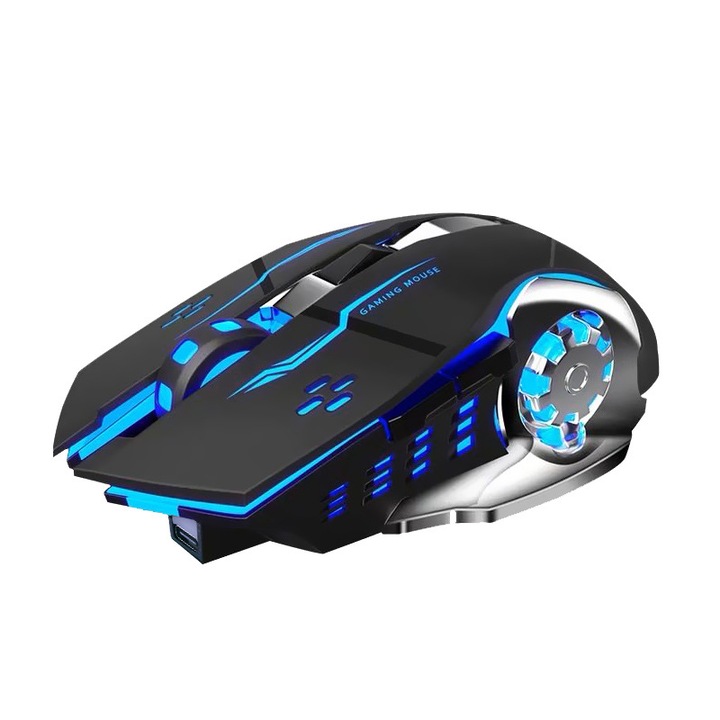 Vezeték nélküli gamer egér M70, RGB, 6 gomb, fekete, 100g
