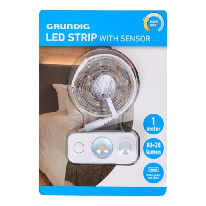 Banda LED cu senzor, Grundig, acumulator, USB-C, 1 m