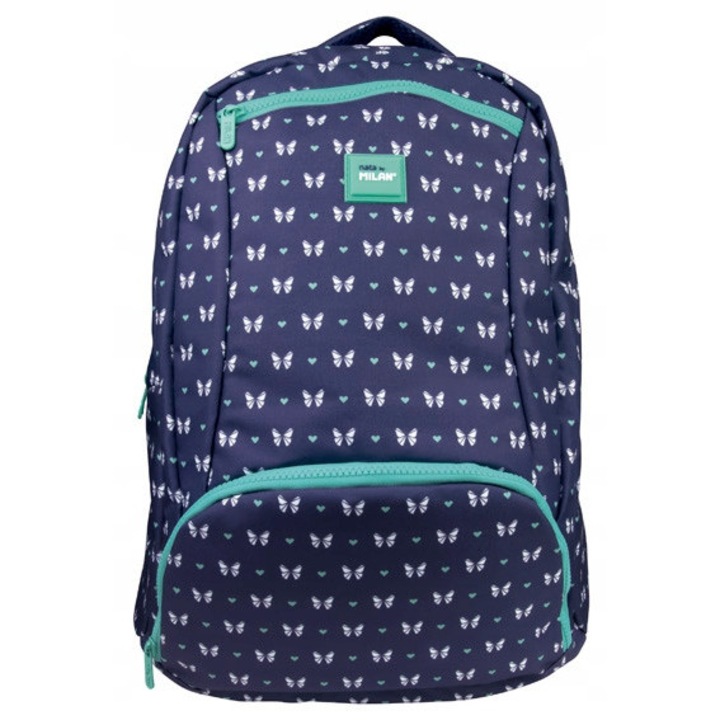 Rucsac scolar Milan pentru fete, bleumarin-menta, 28L
