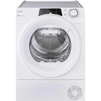 Uscator de rufe Candy Rapido RO EH8N2TE-S, Pompa de caldura, 8 kg, Clasa D, WiFi, Easy case, Senzor uscare, Antisifonare, Alb