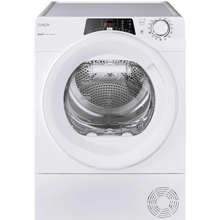 Сушилня Candy Rapido RO EH8N2TE-S, Термопомпа, 8 кг, Клас D, WiFi, Easy case, Сензор за сушене, Против намачкване, Бял