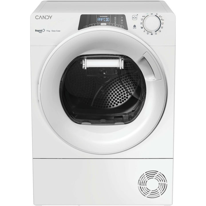 Сушилня Candy Rapido RP EH9N2TE-S, Термопомпа, 9 кг, Клас D, WiFi, Easy case, Сензор за сушене, Против намачкване, Бял