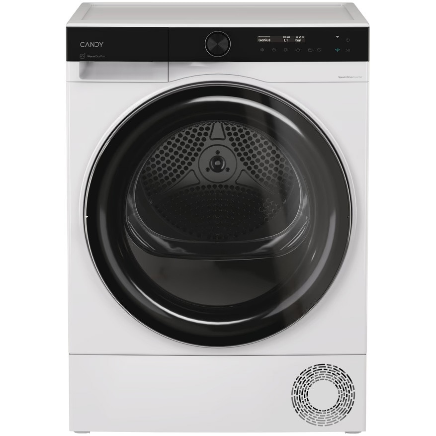 Ucator de rufe Candy BS H9N2B-S, ProDry 700 , 9kg, clasa D,display LCD, hygiene ,wifi, Alb