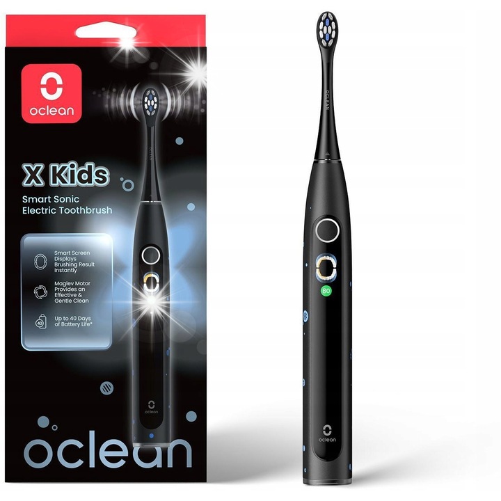 Periuta de dinti electrica, Oclean X Kids, 5 moduri de curatare, rezistenta la apa IPX7, negru