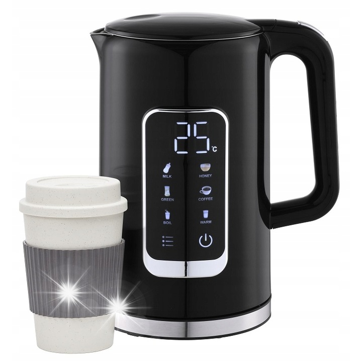 Fierbator electric, Platinet, 1.7L, 5 setari de temperatura, negru